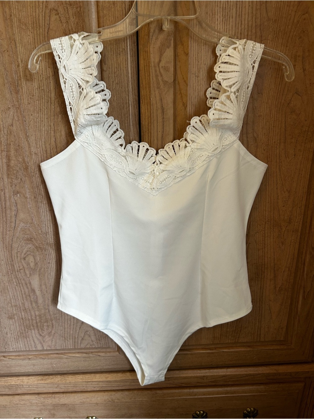 Ivory Lace-Trim Bodysuit